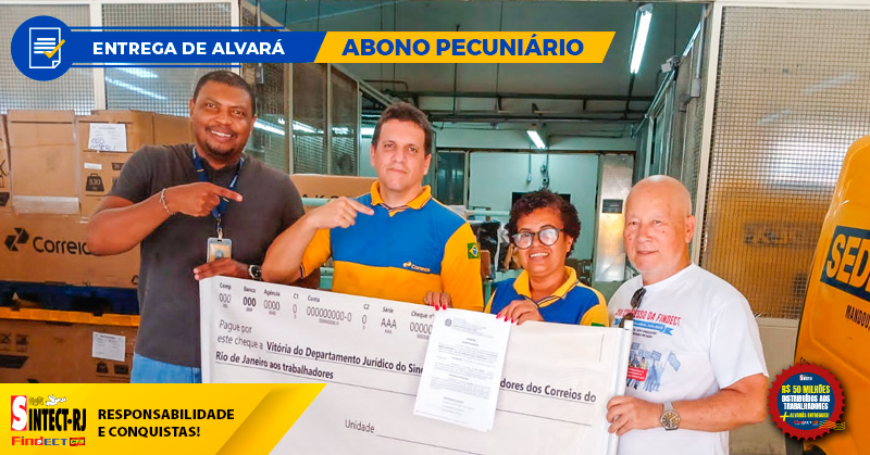 SINTECT-RJ entrega alvará do Abono Pecuniário no CDD NITERÓI e trabalhadores comemoram vitória!