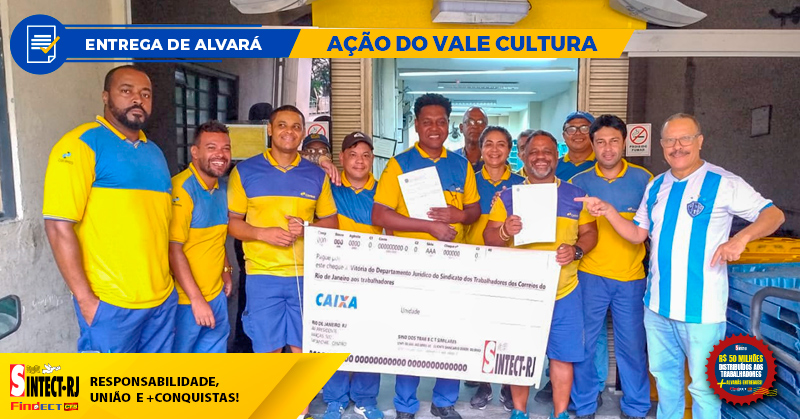 MAIS UMA CONQUISTA DO SINTECT-RJ: TRABALHADORES DO CDD Freguesia RECEBEM ALVARÁ de…