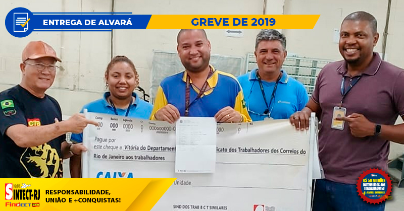 MAIS UMA CONQUISTA DO SINTECT-RJ: TRABALHADOR DO CDD MARICÁ RECEBE ALVARÁ DA AÇÃO da Greve de 2019