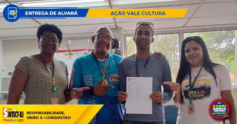 SINTECT-RJ ENTREGA ALVARÁ A TRABALHADOR DO CTO RIO DE JANEIRO