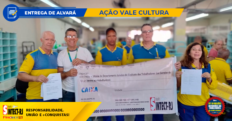 VITÓRIA: DIRETOR DO SINTECT-RJ ENTREGA ALVARÁ DA AÇÃO VALE CULTURA A TRABALHADOR DO CDD TANQUE