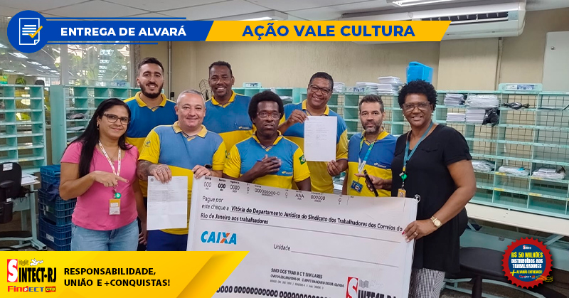 VITÓRIA: DIRETOR DO SINTECT-RJ ENTREGA ALVARÁ DA AÇÃO VALE CULTURA A TRABALHADOR…