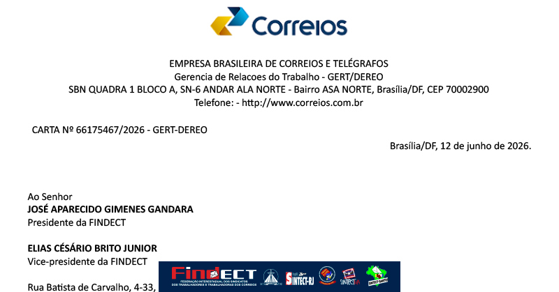 ACT 2026/2027: FINDECT inicia negociações com os Correios no próximo dia 23