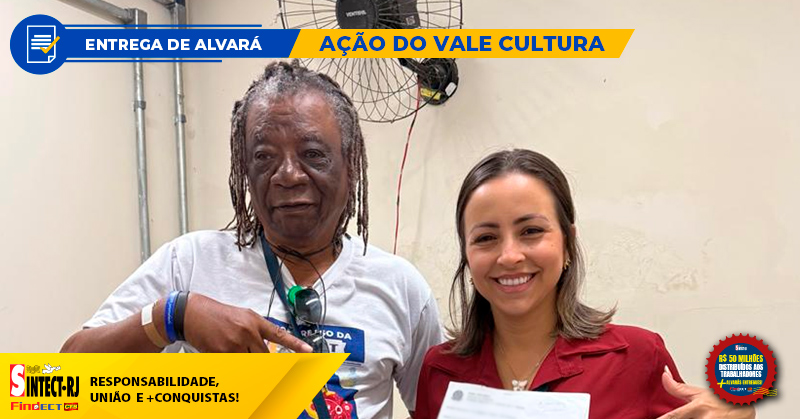 SINTECT-RJ entrega alvará para trabalhadora do AC Nova Iguaçu